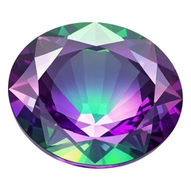 round cut alexandrite gemstone showing color shift from green to purple with holographic iridescent shine sticker