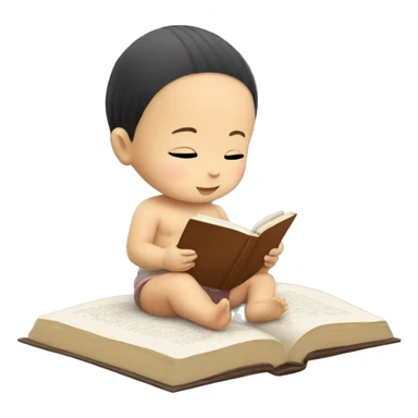 Japanese baby reading a book sticker