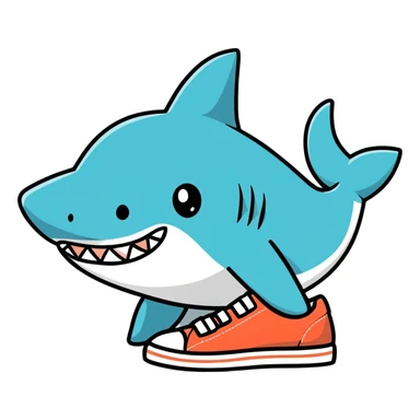 a shark with shoes ￼ sticker