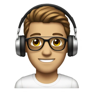 White dj with brown hair headphones sticker