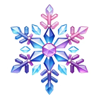 Gradient iridescent Pastel Pink violet blue white crystal gemstone snowflake  sticker