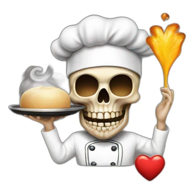 skull chef blowing a kiss heart sticker