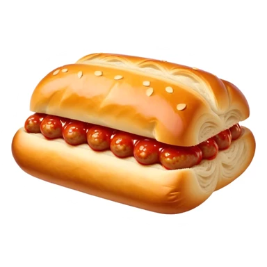 a sausage roll with a line small amount of tomatoe sauce on top sticker