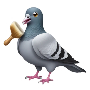 pigeon with big brush in mouth sticker