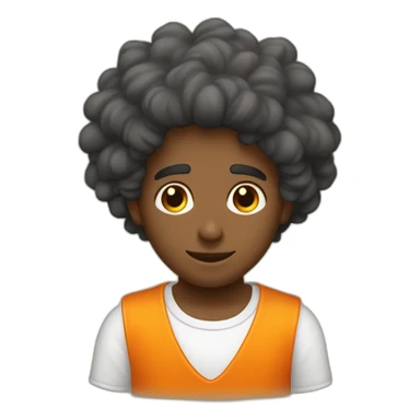 Chico de pelo blando con camiseta naranja y tacapocas enojado sticker