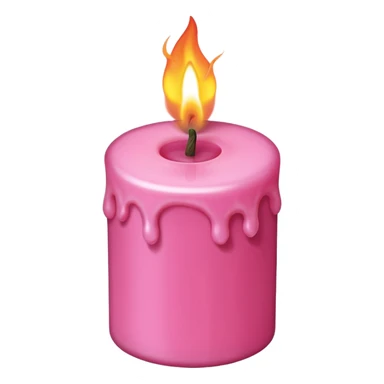 Draw a pink candle with a flame on it that looks 5 degrees tilted from a bird's eye view. sticker