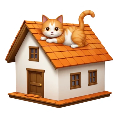 A cat crashing through the roof of a house sticker