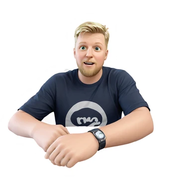 blonde boy with beard indoors sticker