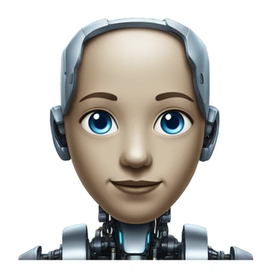 I robot sunny with blue eyes and human-like ears sticker
