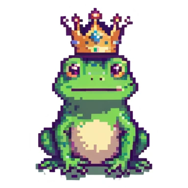 cute frog wearing a crown simple colorful sticker