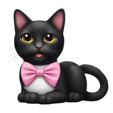 Black cat smiling with pink bow tie sticker