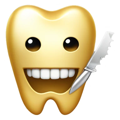 Tooth gold smiling with a knife sticker