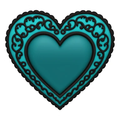 dark teal heart with black lace sticker