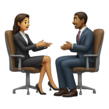 2 people talking job interview semi casual sticker