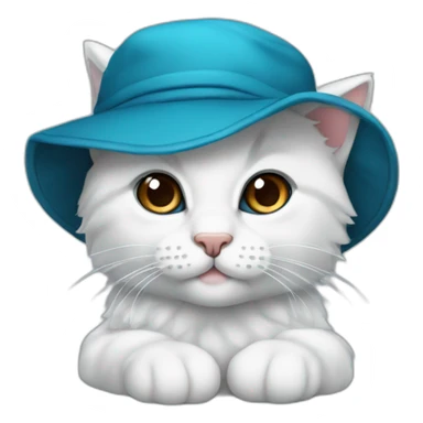 dunkelblaue Babykatze mit türkiser Wollmütze sticker