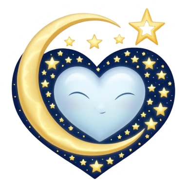 white heart with a moon and stars sticker