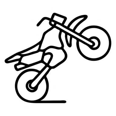 supermotard motorcycle doing a wheelie, outlined icon sticker