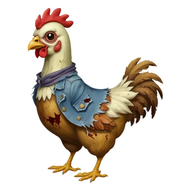 A chicken riding a zombie sticker