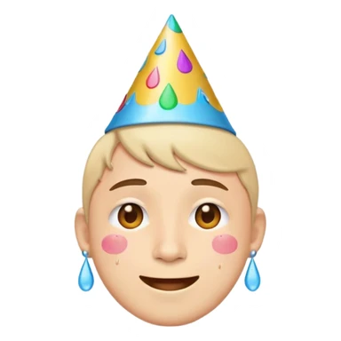 face with tears of joy and party hat sticker