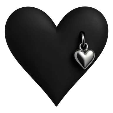 goth heart, matte black, sharp edges, small silver charm, modern dark aesthetic, no background sticker