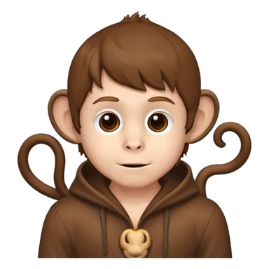 white boy brown hair monkey costume sticker
