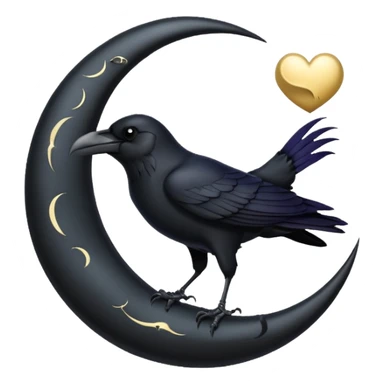 realistic black heart with a raven and moon, dark romance sticker