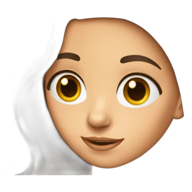 brunette girl with a very big left ear sticker