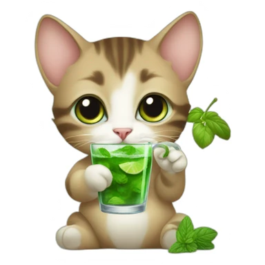 baby sherlock holmes cat drinking mojito sticker