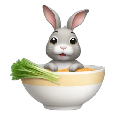 Rabbit holding a tuna fish rice bowl sticker