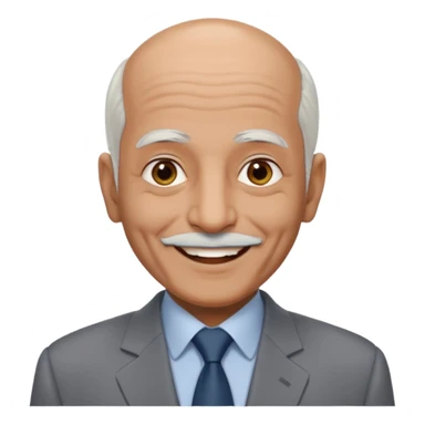 70 yr old man, almost bald, some white hair, pakistani, light grey business suit, big smile, dark skin, no facial hair, less hair
 sticker