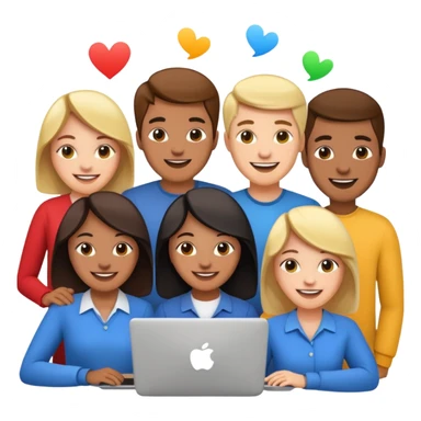 diverse people working together on a tech startup, joyful sticker
