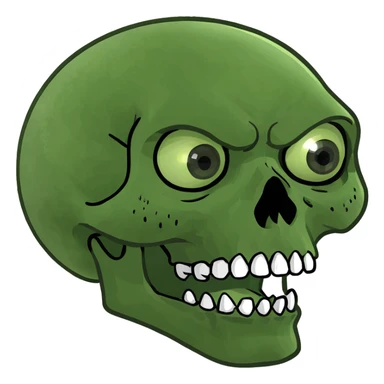 a skull with protruding eyes sticker