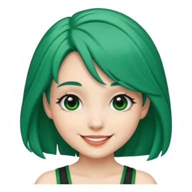 Emoji girl Emerald green hair, fair skin, and eye black  sticker