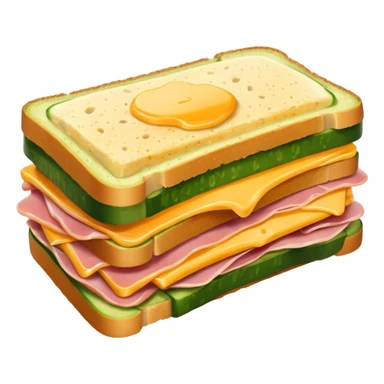 cucumber sandwich without excessive cucumber. with meat in them. bread slightly toasted. and melted cheese sticker