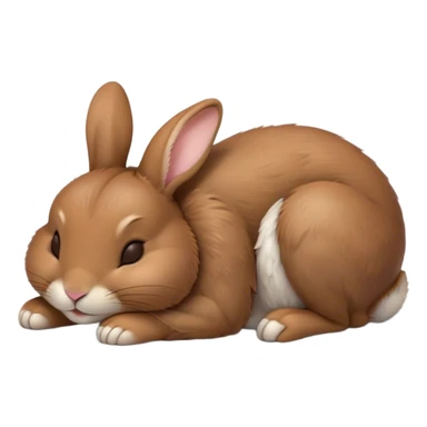Meme-Worthy Cute Sleeping Brown Rabbit Portrait Emoji, Head resting peacefully with a contented smile, showcasing a delightfully sturdy build and a luxuriously soft brown fur, eyes shut in a serene nap, Simplified yet hilariously adorable features, highly detailed, glowing with a soft, drowsy light, high shine, relaxed and utterly lovable, stylized with an air of playful laziness, bright and heartwarming, soft glowing outline, capturing the essence of a comically sleepy bunny, so meme-worthy it feels like it could instantly become the next viral sensation of adorable slumber! sticker