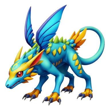  colorful modern Fakémon-Digimon-Trico-Vernid-creature (full body) sticker