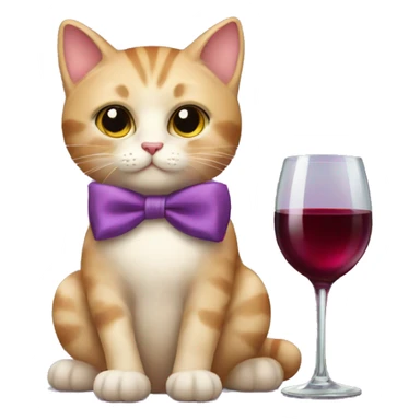Cat with a bow and a wine glass  sticker