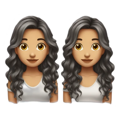 Cute girl with long wavy hair and too sticker