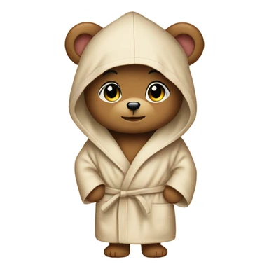 Baby teddy bear beige bathrobe with hoodie sticker