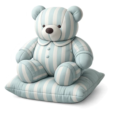 teddy bear in striped pajamas sitting on a pillow, cushion style sticker
