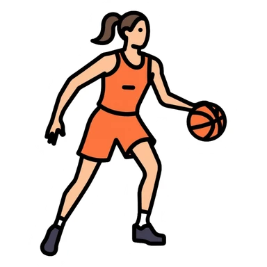female basketball player dribbling a basketball sticker