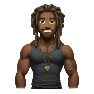 Flexing brown with tattoos and dreadlocks  sticker