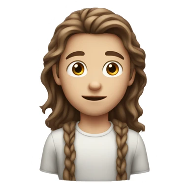 white child boy with long brown hair sticker