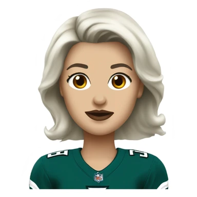  White female dark hair red lips wearing Philadelphia Eagles jersey sticker