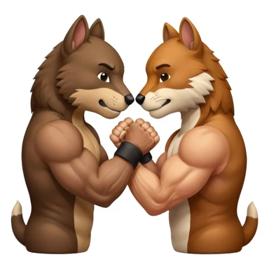 2 animals arm wrestling each other sticker