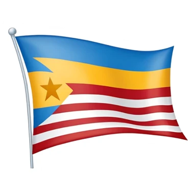 Catalonian estelada flag, minimal emoji version, flat colors, geometric shapes, blue triangle, white star, red and yellow stripes sticker