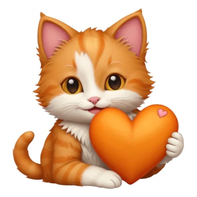 The ginger kitten is hugging a heart, very happy and smiling. sticker