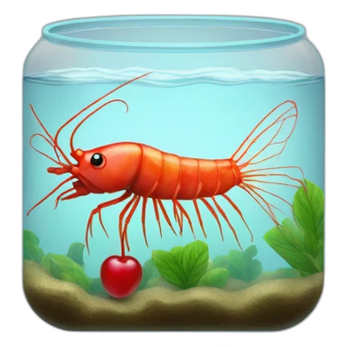 Shrimp red cherry in aquarium sticker