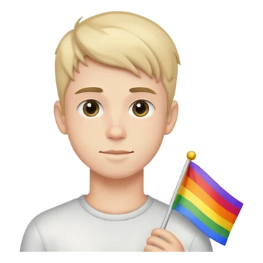 Boy holding gay flag  sticker