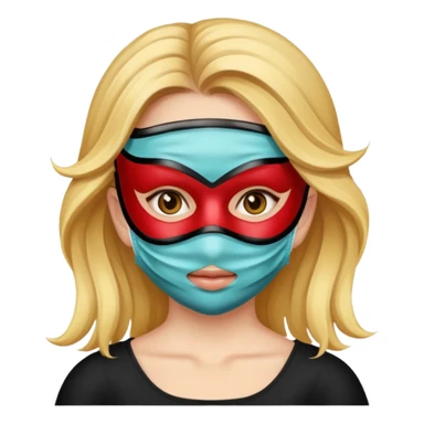 A girl with a mask sticker